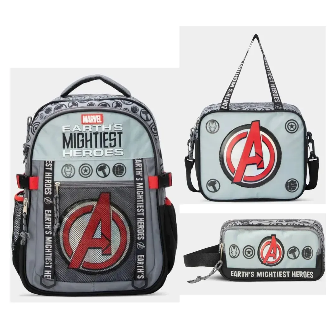 Set Escolar Mochila Lonchera Cartuchera Oficio Premium Avengers4