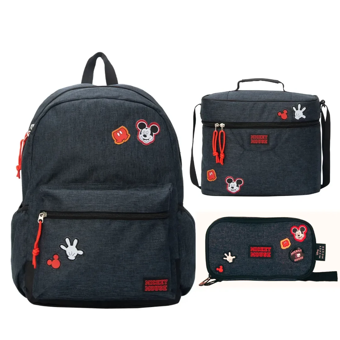 Set Escolar Mochila Lonchera Cartuchera Mickey Mouse Deluxe Oficio4