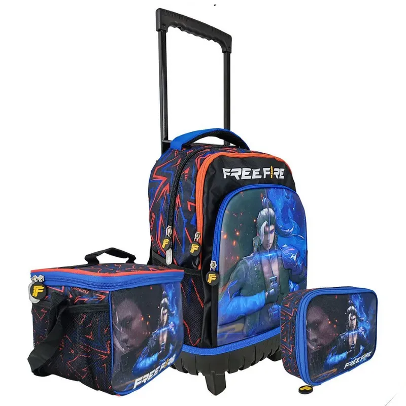 Set Scool Magic Mochirueda Lonchera Cartuchera Free Fire 3D7