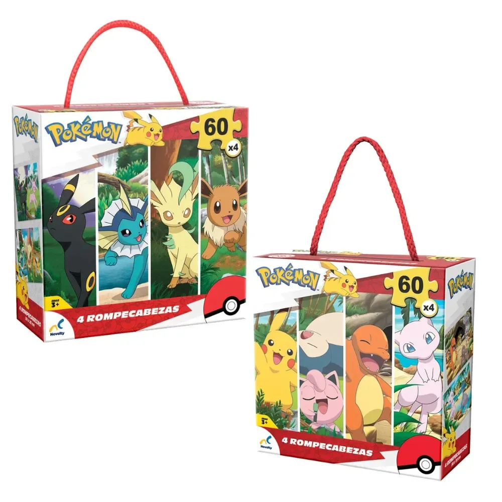 Novelty Rompecabeza De Pokemon 4 En 1 Surtido1