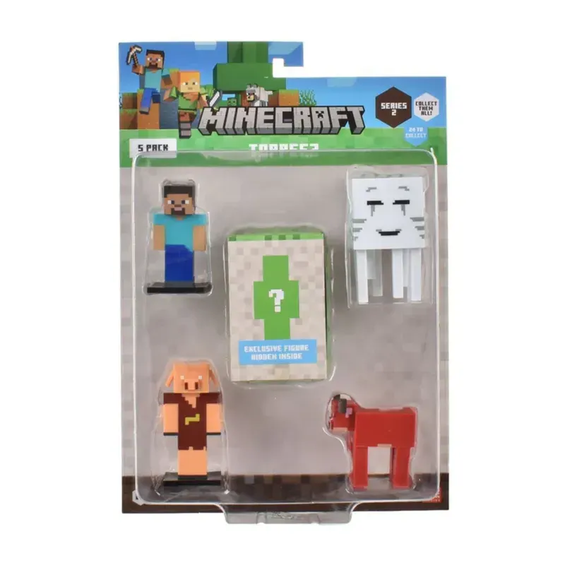 Minecraft Set 5 Figuras Toppeez 6 Cm - Steve Con Figura Sorpresa3