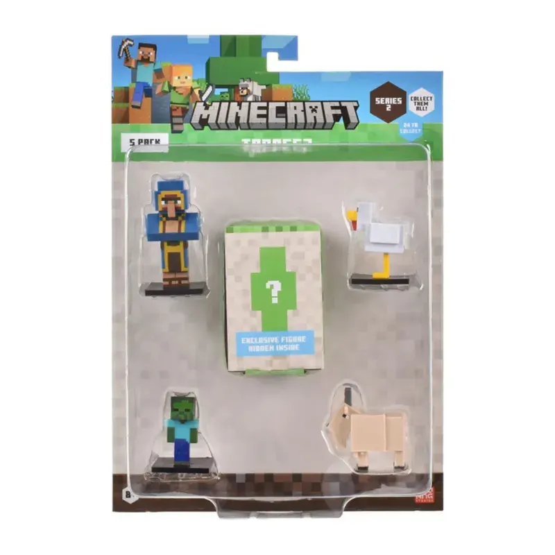 Minecraft Set 5 Figuras Toppeez 6 Cm - Comerciante Con Figura Sorpresa3