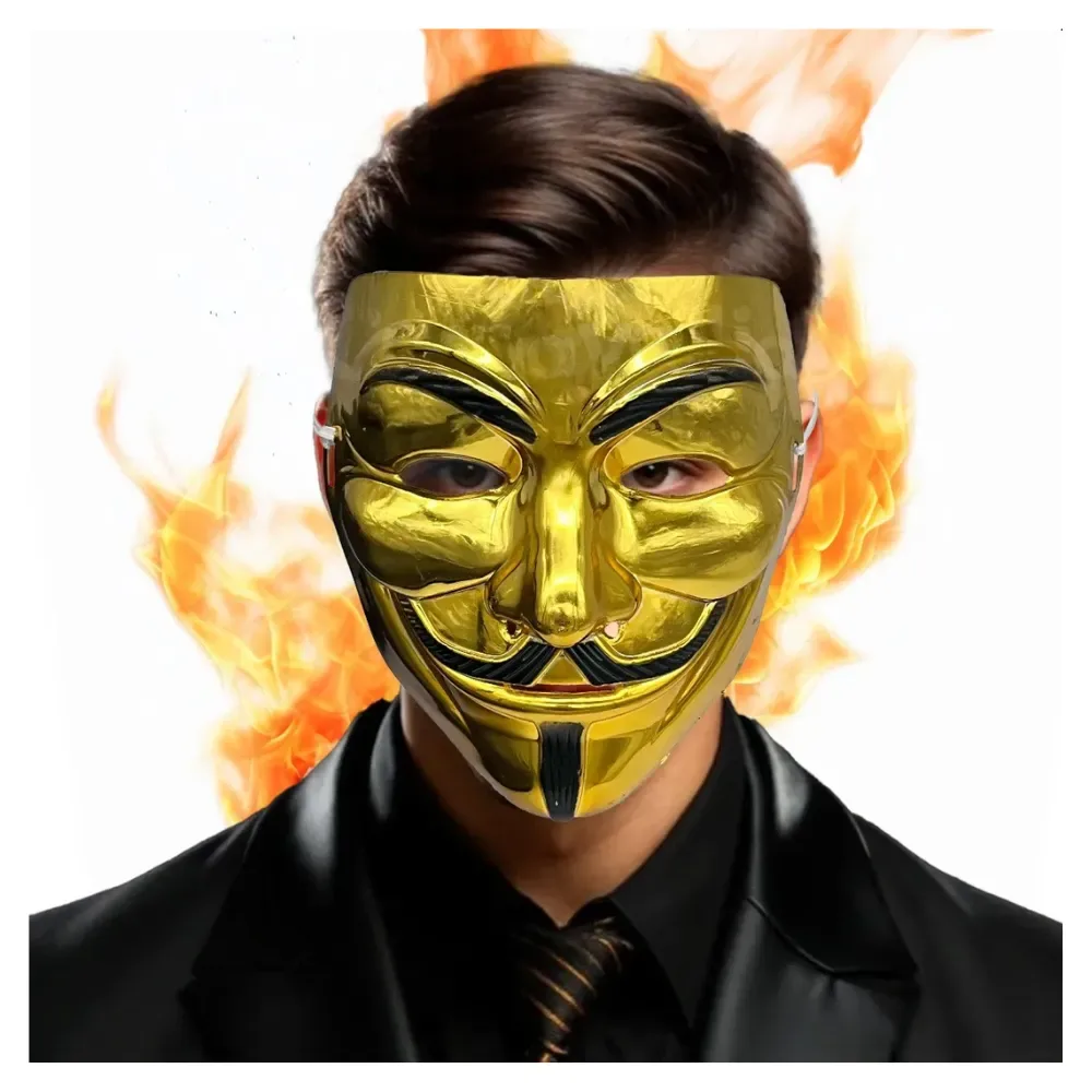Máscara Anonymos V de Venganza Disfraz Halloween Dorado1