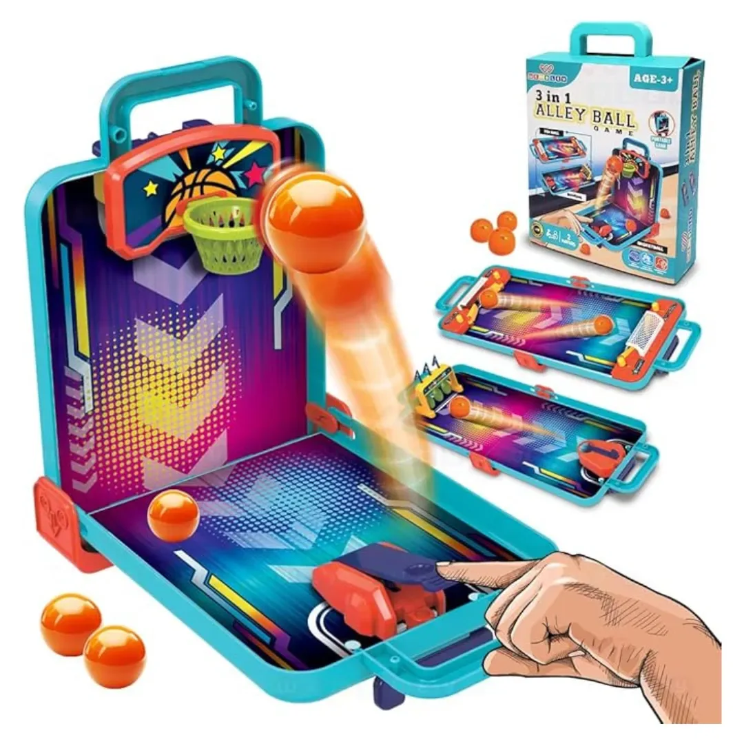 Juego De Mesa 3 en 1 Basket,Bowling Y Fulbito1