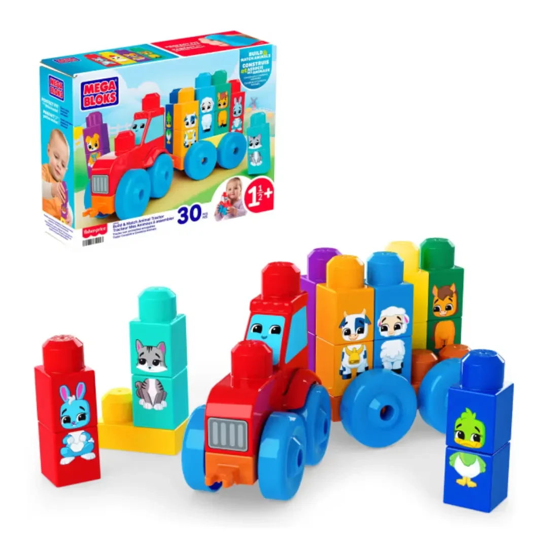 MEGA BLOKS Tractor Granja con Animalitos – Set de Construcción 30 Piezas1