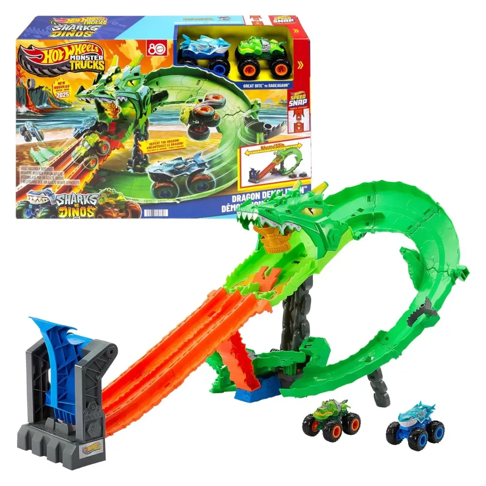 Hot Wheels Monster Trucks Pista Destrucción del Dragón1