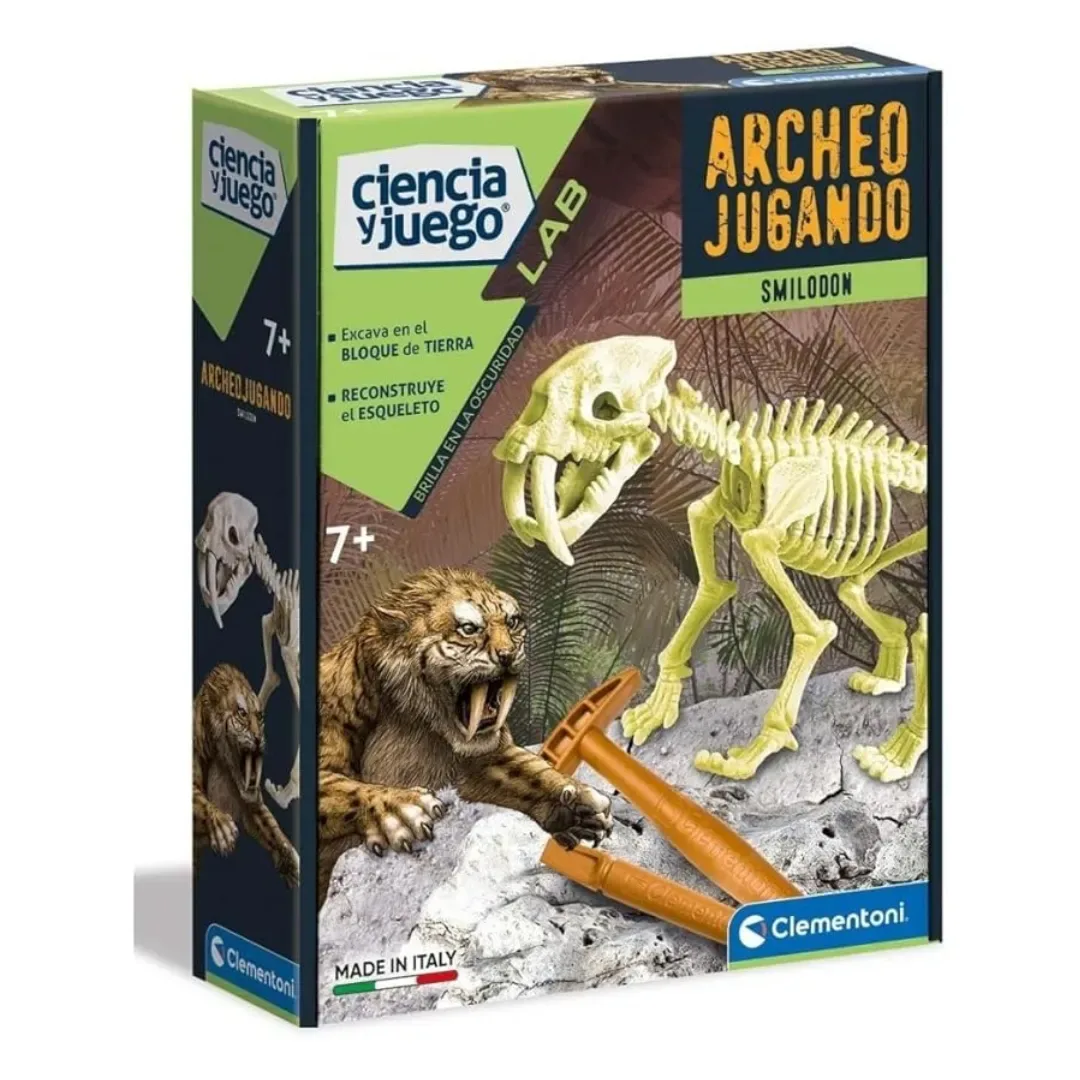 Clementoni Arqueojugando Smilodon Fosforescente Excavación4