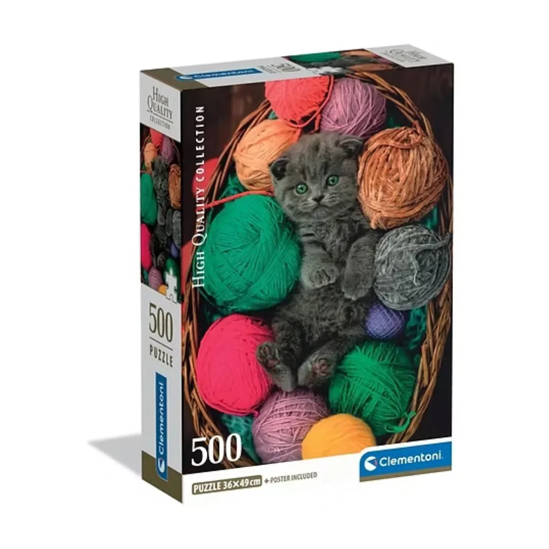 Clementoni Rompecabezas Gatito entre Ovillos de colores x500 pzas3