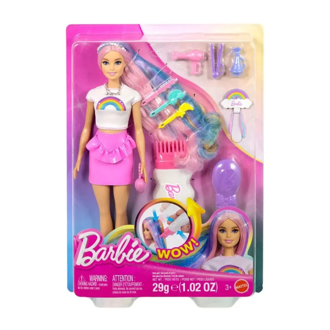 Muñeca Barbie Rainbow Sparkle con cabello extralargo y accesorios para peinar1