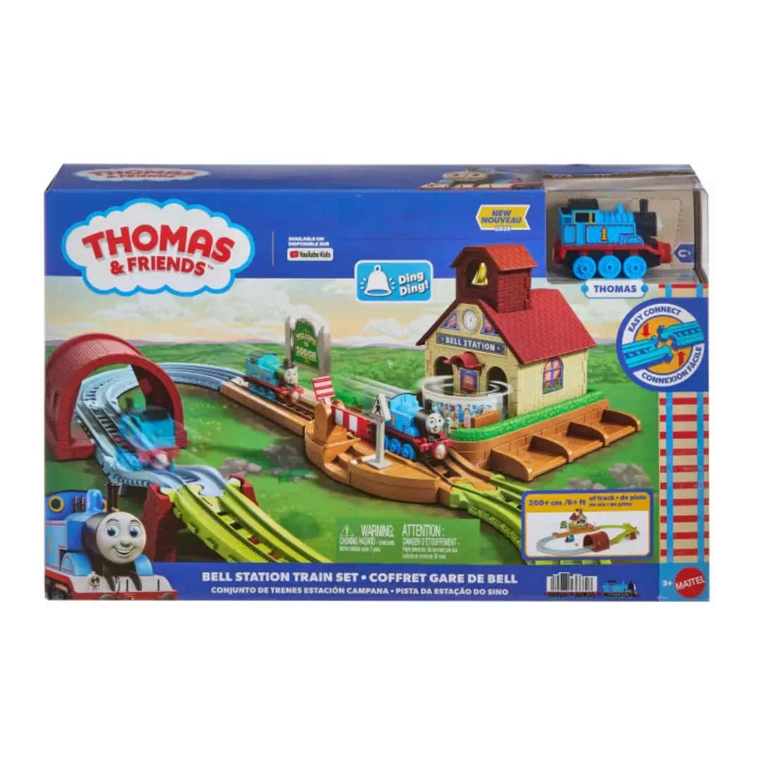 Tren Thomas & Friends Bell Station de Fisher-Price con locomotora Thomas de empuje y vías1