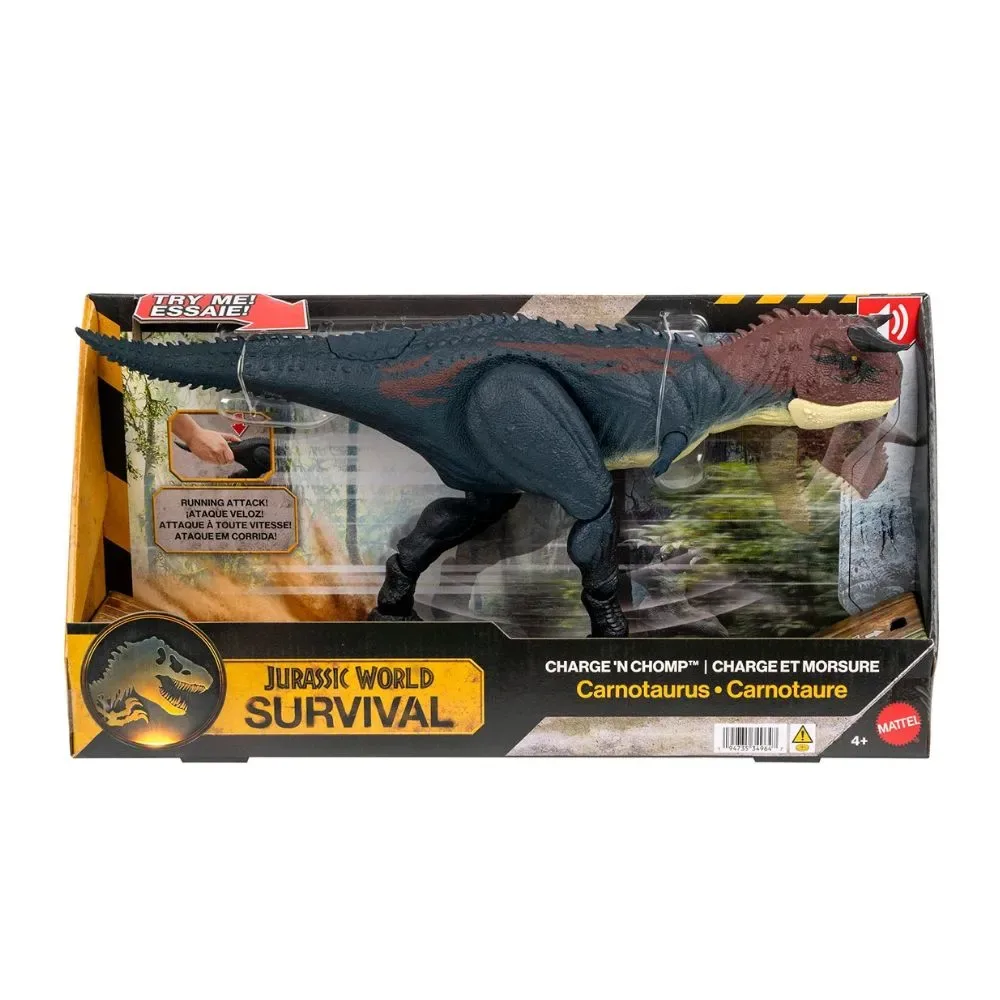 Jurassic World Carnotaurus Embiste y Muerde - Dinosaurio con Movimiento de Ataque y Sonidos1