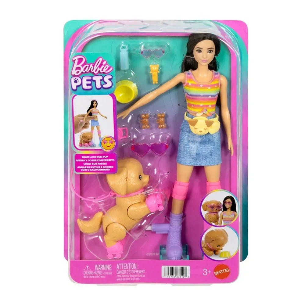 Muñeca Barbie Patina y Corre Con Mascota1