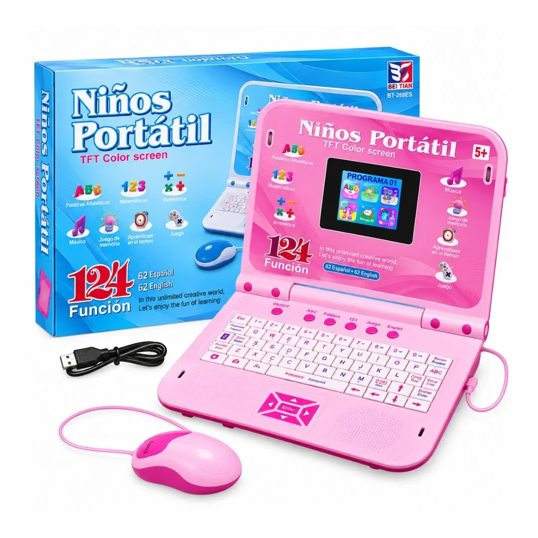 Laptop Portátil Educativa Infantil Niñas 124 Funciones - Color Rosa4