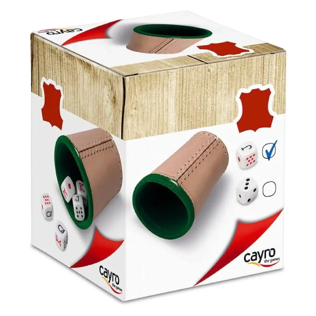 Cubilete Forrado de Cuero Con Dados Puntos, Juego de Mesa - Cayro3