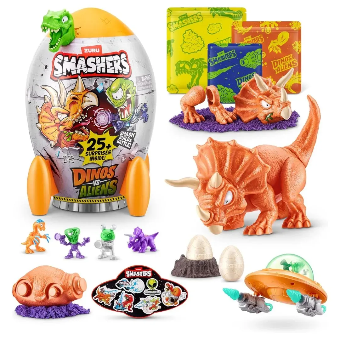 ZURU Smashers Dinos vs Aliens Huevo Sorpresa con 25+ Sorpresas y Dinosaurio6
