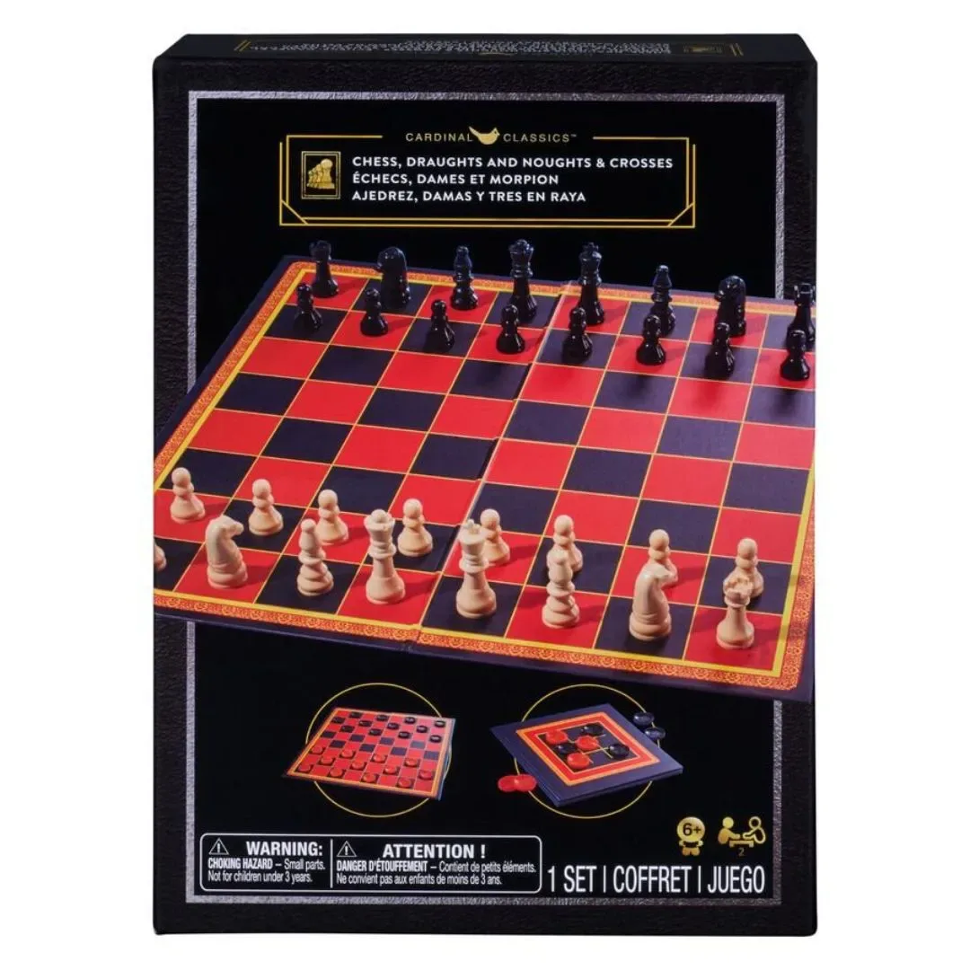 Juego de Mesa Cardinal Classics 3 en 1 Ajedrez Damas y Tres en Raya6