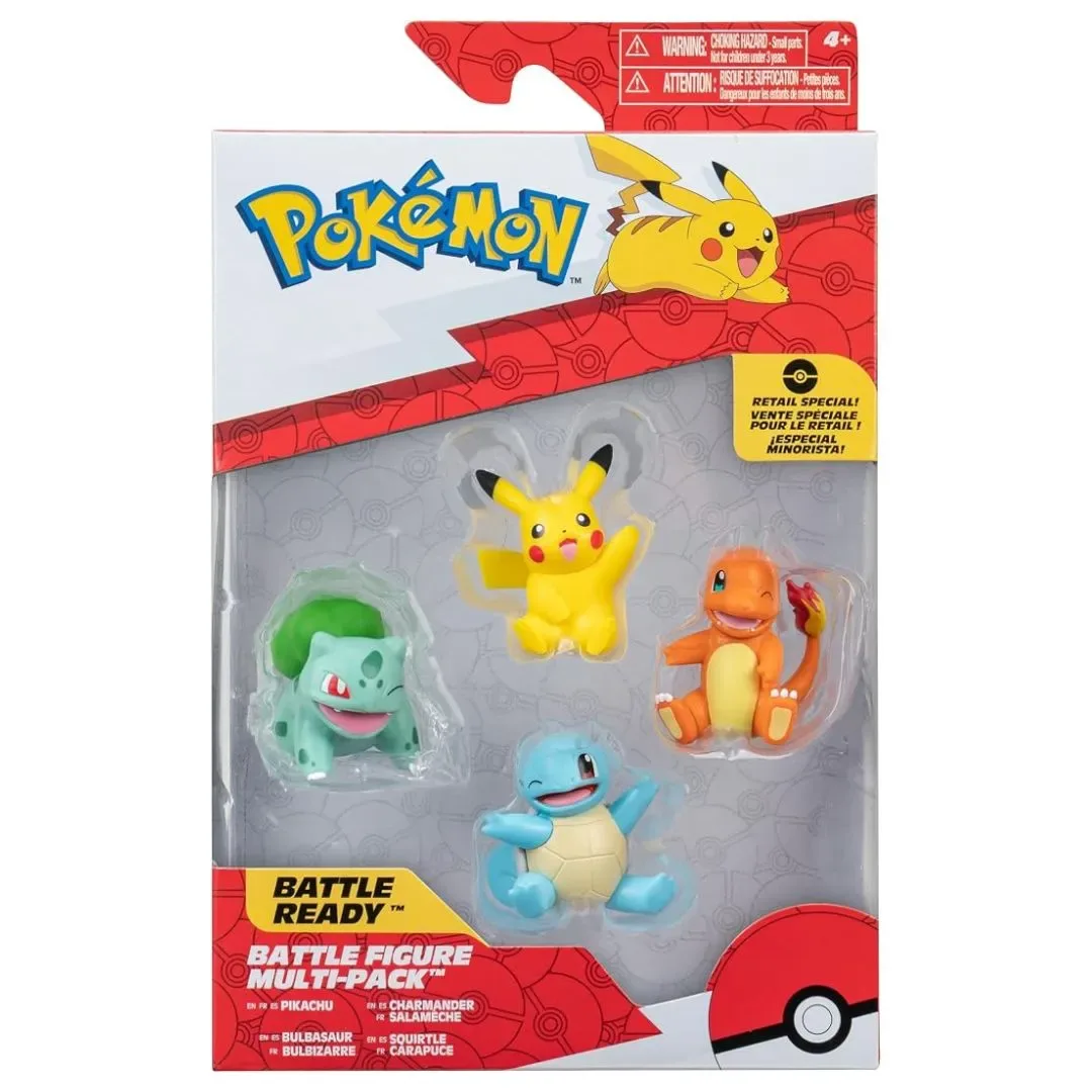 Pokémon Battle Figures Pack x4 Figuras 4 cm Pikachu, Charmander, Bulbasaur y Squirtle1