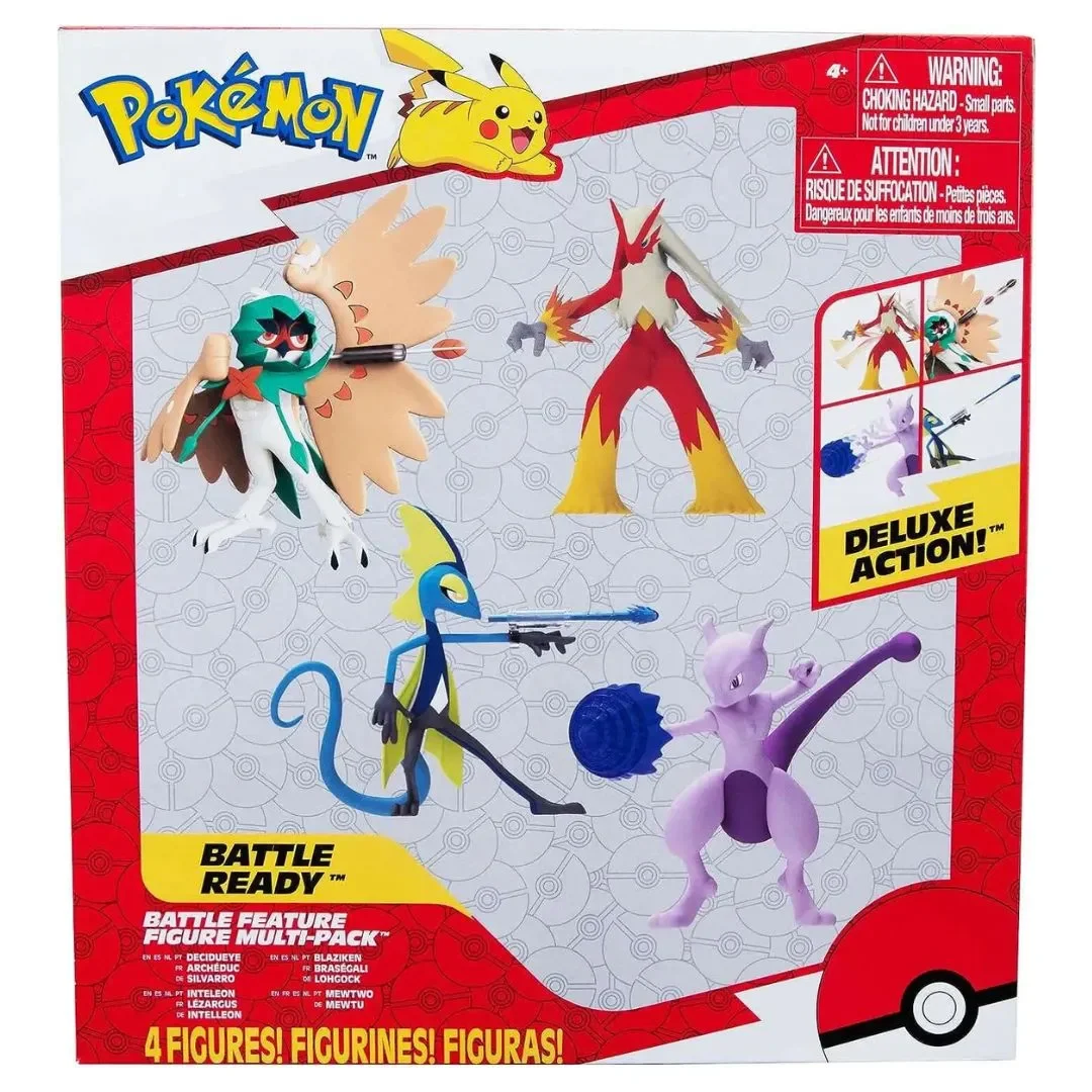 Pack x4 Figuras Pokemon Decidueye, Inteleon, Blaziken & Mewtwo1