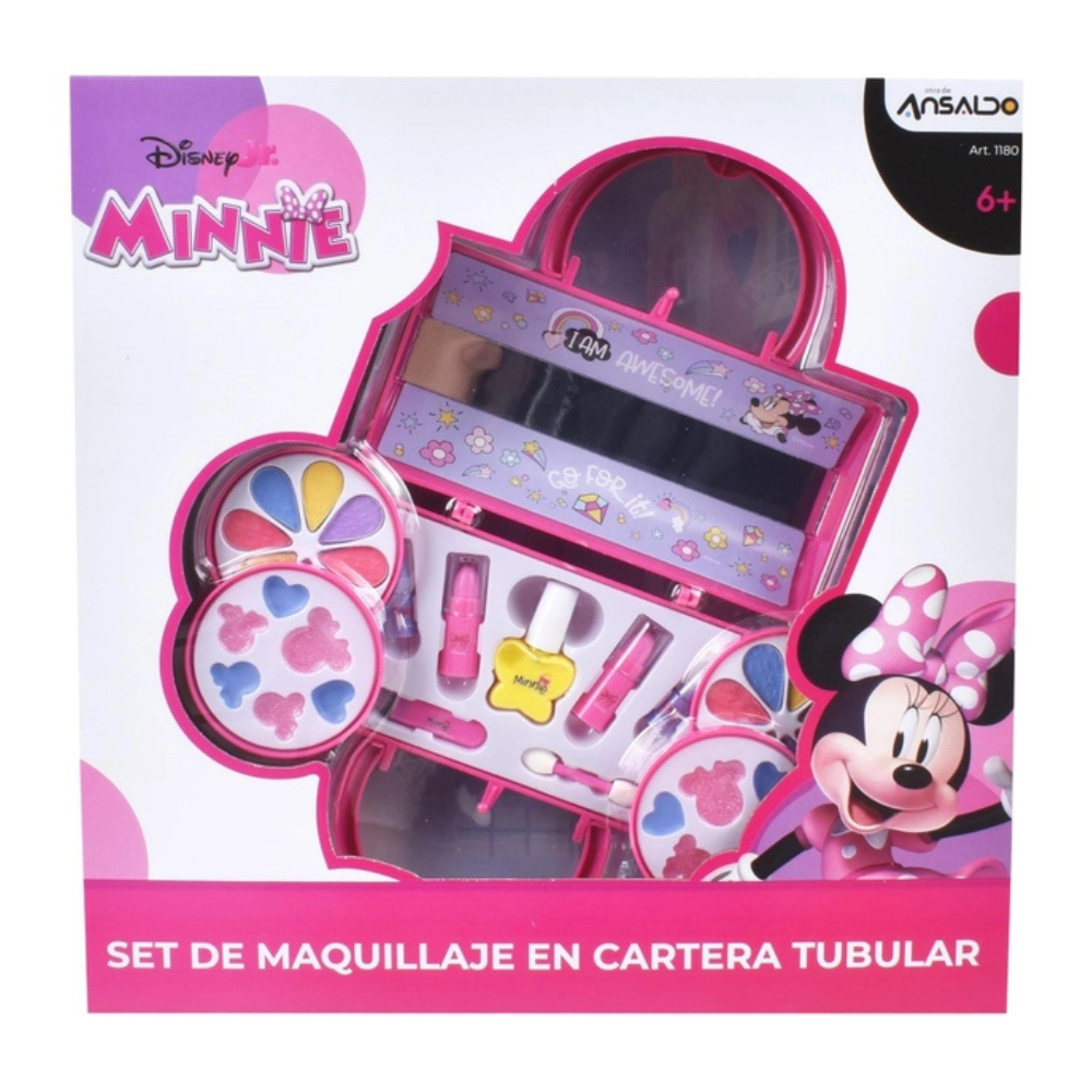 Set de Maquillaje en Cartera Tubular de 2 Pisos Minnie Mouse1
