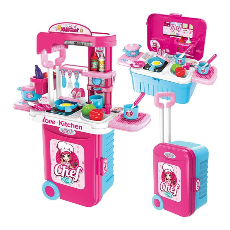 Set de Cocina de Juguete con Luz y Sonido 3 en 1 Rosada1