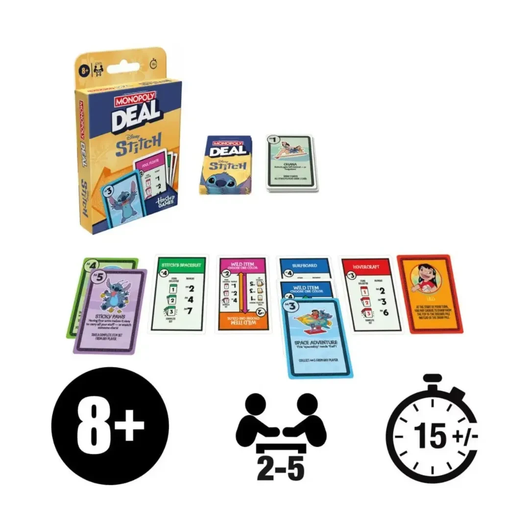 Juego de Cartas Monopoly Deal Stitch Disney Hasbro – Edición Familiar2