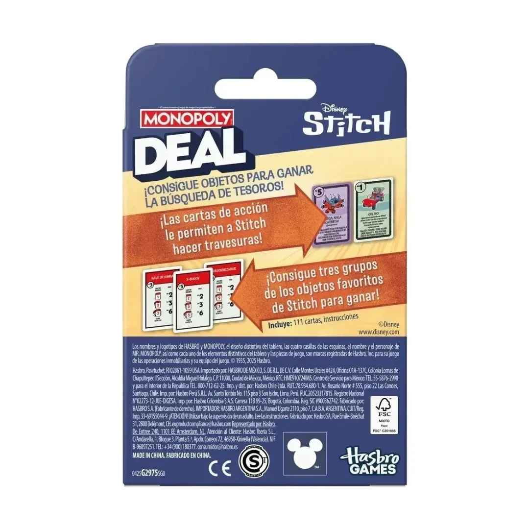 Juego de Cartas Monopoly Deal Stitch Disney Hasbro – Edición Familiar4