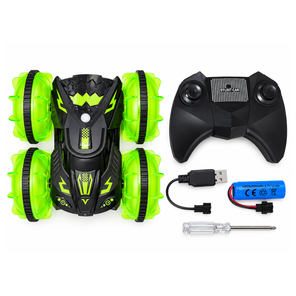 Auto RC Anfibio Stunt 4CH con Control Remoto, Luces y Giro 360° – Escala 1:205