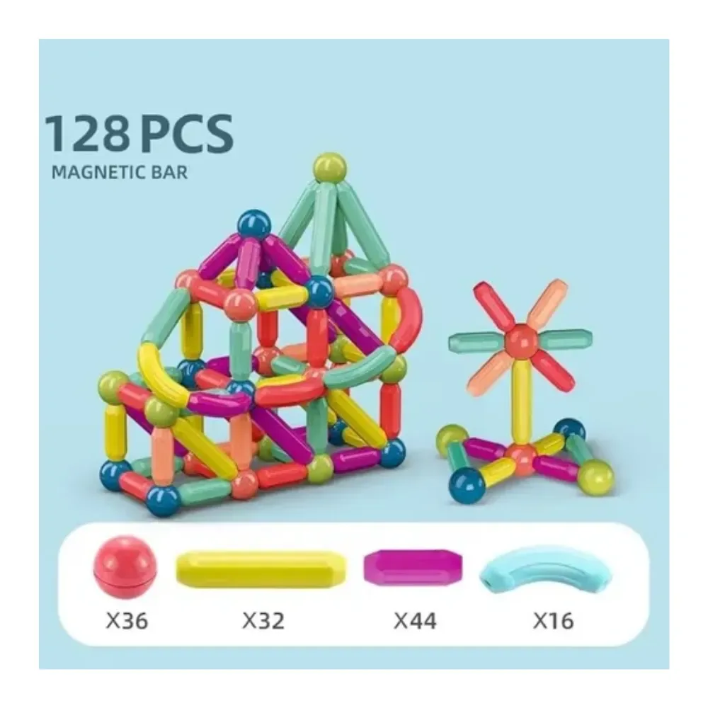 128 Piezas De Bloques Magneticos Construccion Creativa Niños2