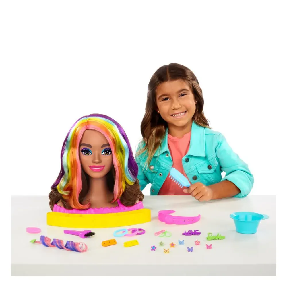 Muñeca Barbie Arcoíris Neón Castaña5