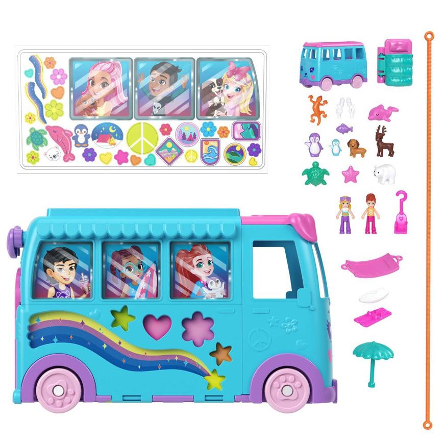 Set De Juego Polly Pocket Aventuras Sobre Ruedas Con Mascotas2
