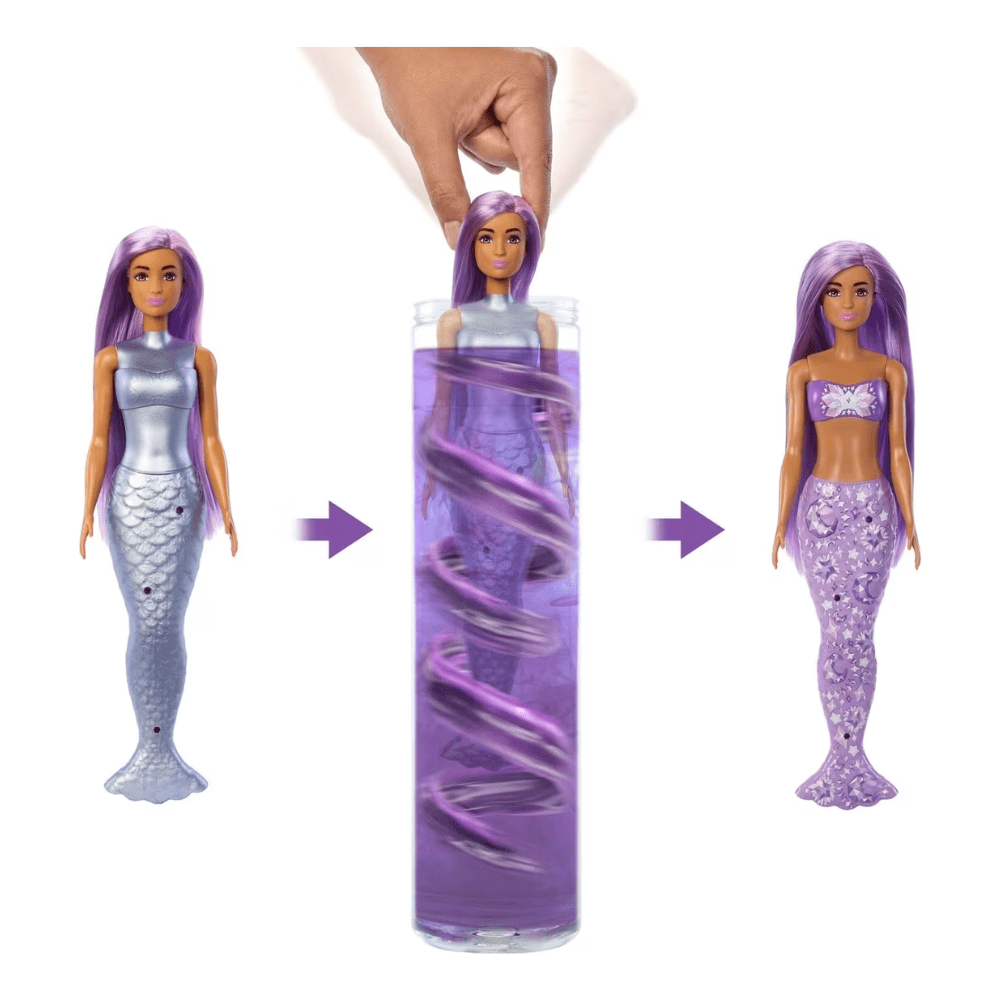 Muñeca Barbie Color Reveal Sirena Sorpresa Con 6 Accesorios2