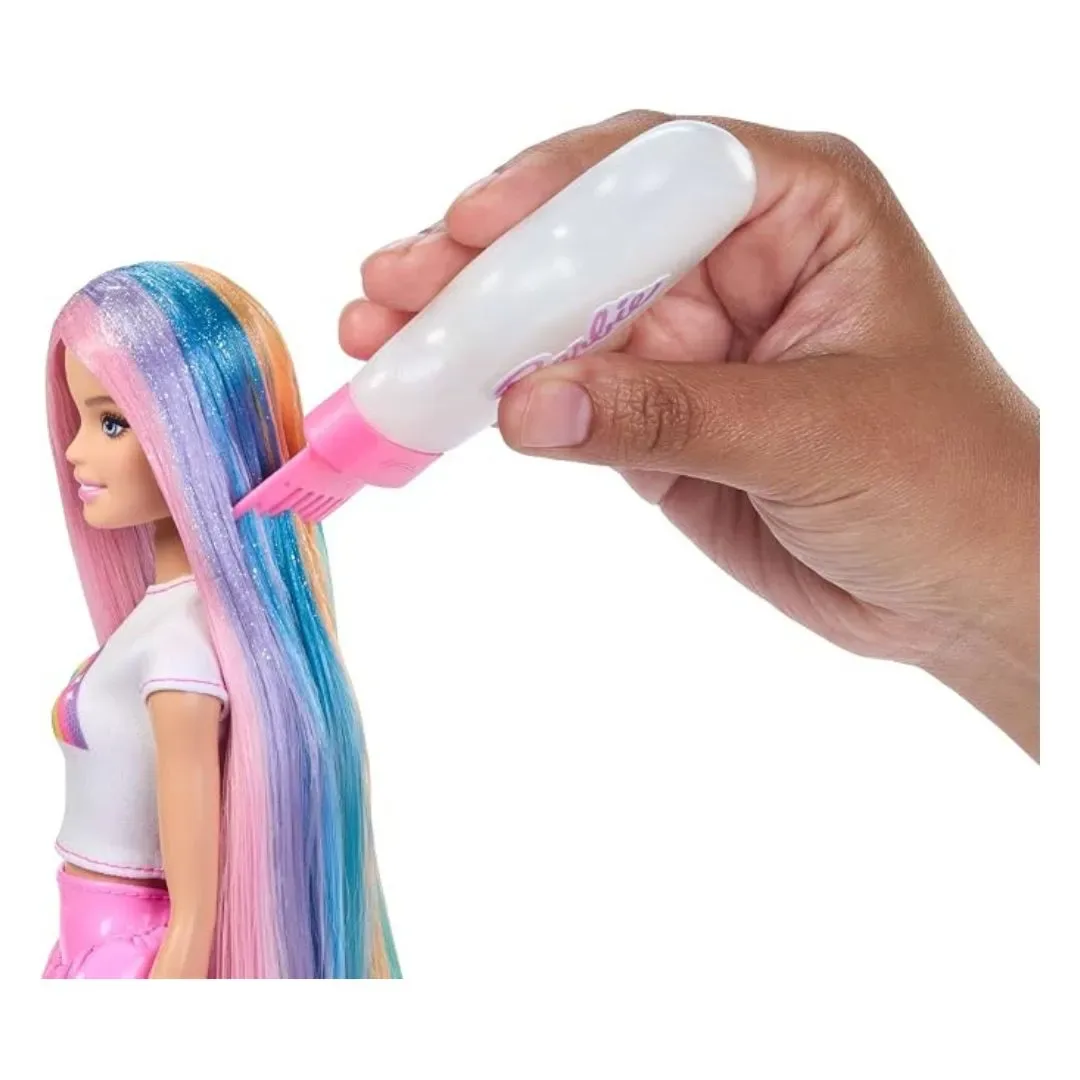 Muñeca Barbie Rainbow Sparkle con cabello extralargo y accesorios para peinar4