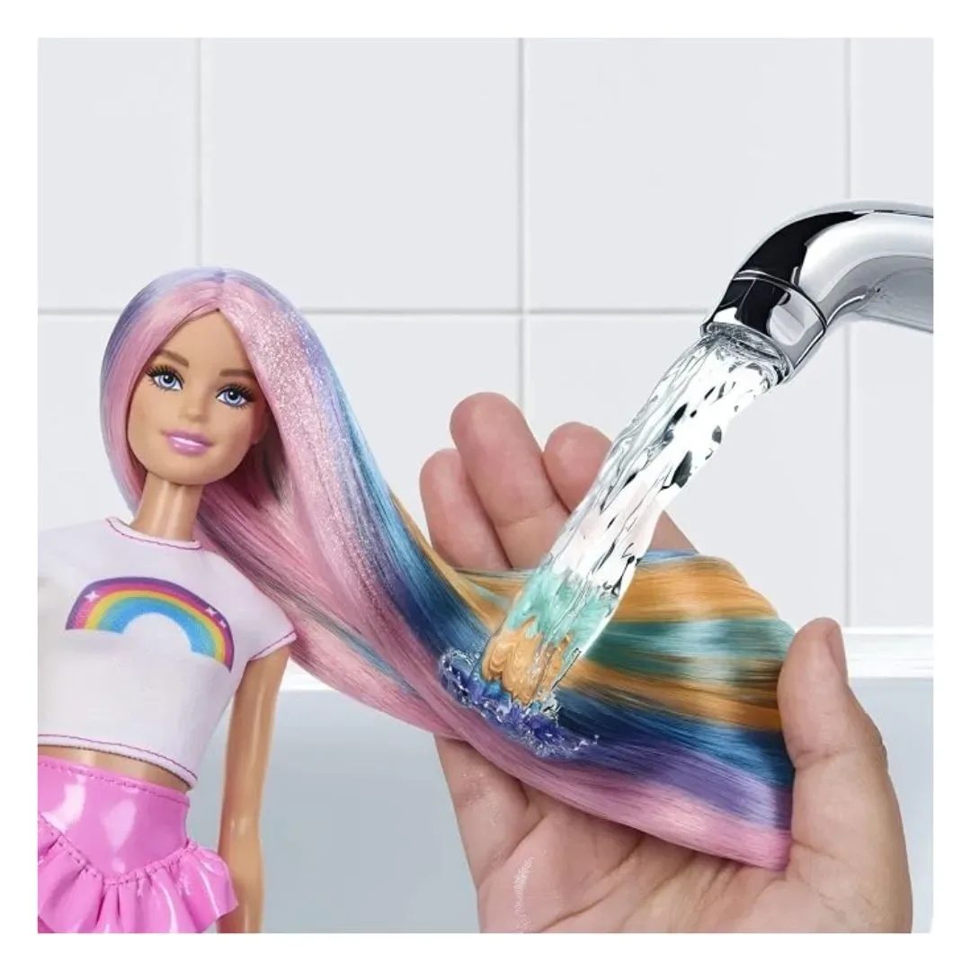 Muñeca Barbie Rainbow Sparkle con cabello extralargo y accesorios para peinar5