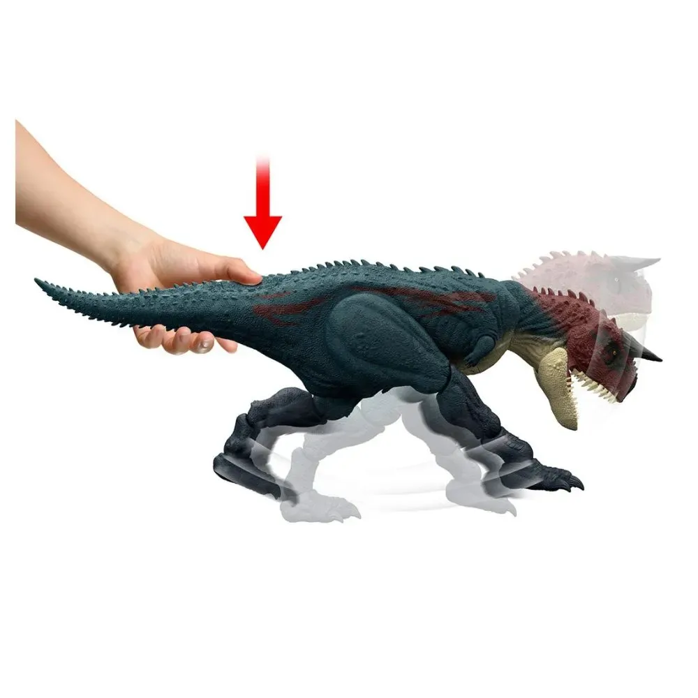 Jurassic World Carnotaurus Embiste y Muerde - Dinosaurio con Movimiento de Ataque y Sonidos5