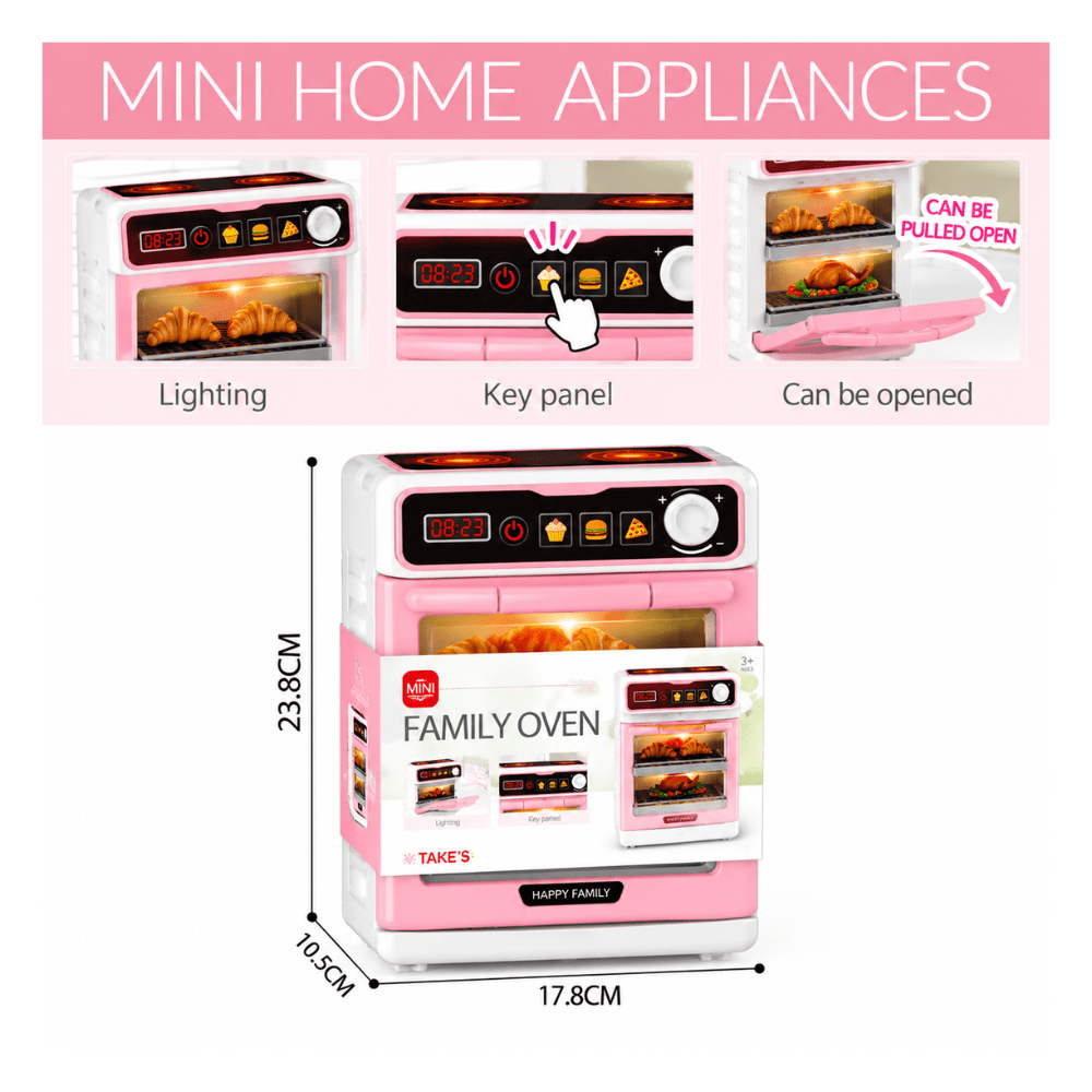 Horno De Juguete Mini realista con luz y sonido con alimentos para el horno2