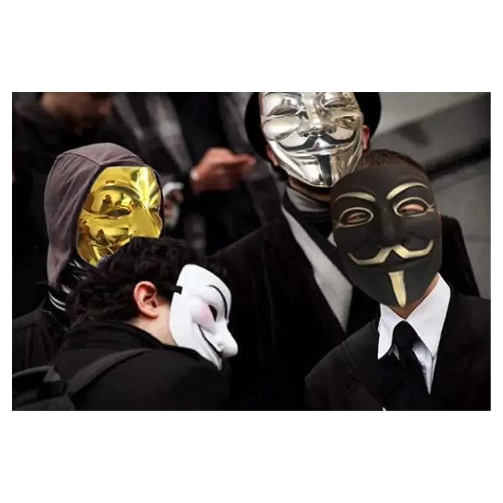 Máscara Anonymos V de Venganza Disfraz Halloween Dorado3