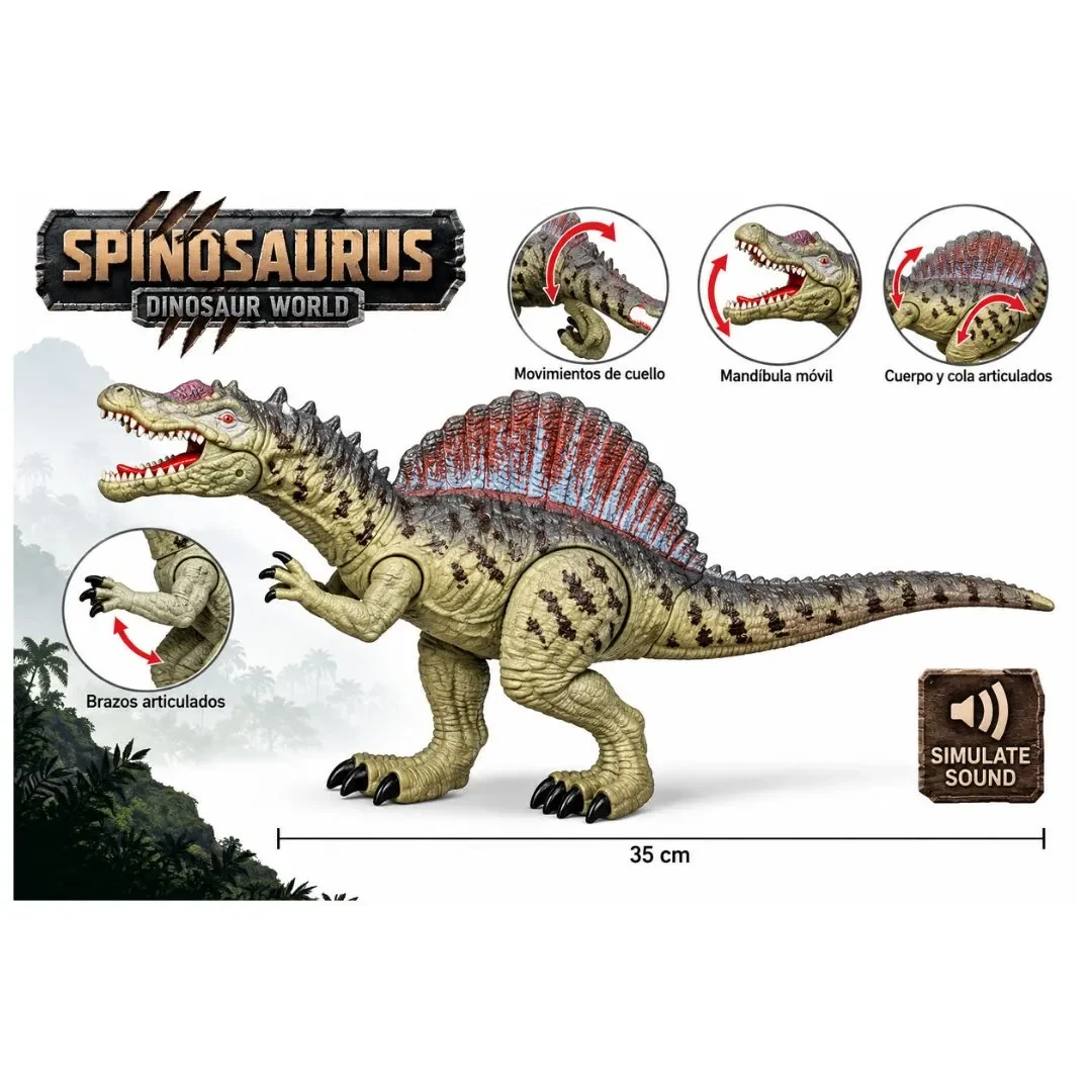Dinosaurios De Juguete Pack x4 Velociraptor, Spinosaurus, Triceratops y Quetzacloatlus con sonido2