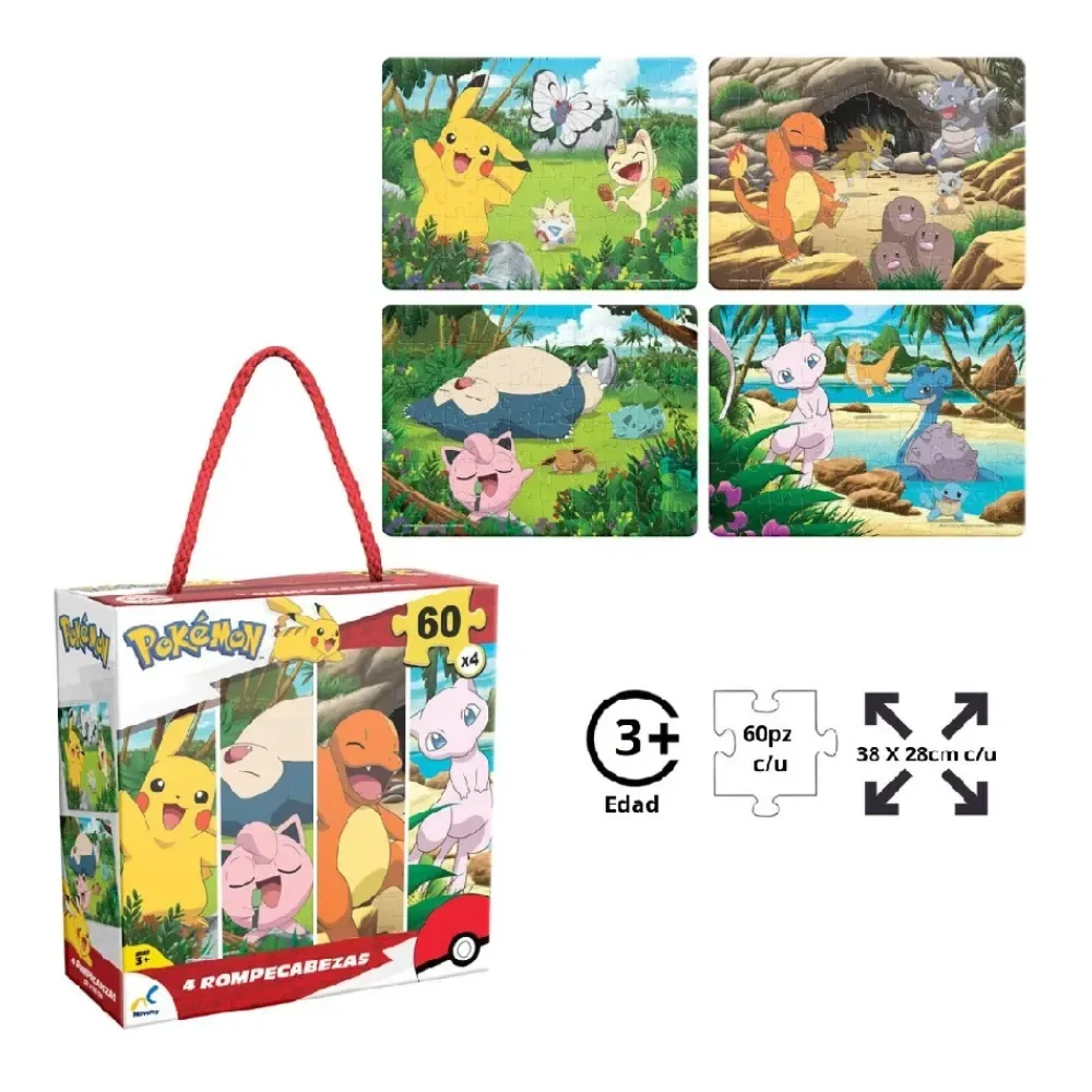 Novelty Rompecabeza De Pokemon 4 En 1 Surtido2