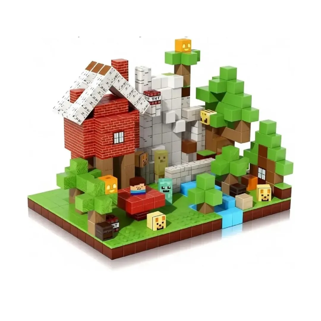 Set de Bloques Magnéticos 150 Piezas Estilo Minecraft2