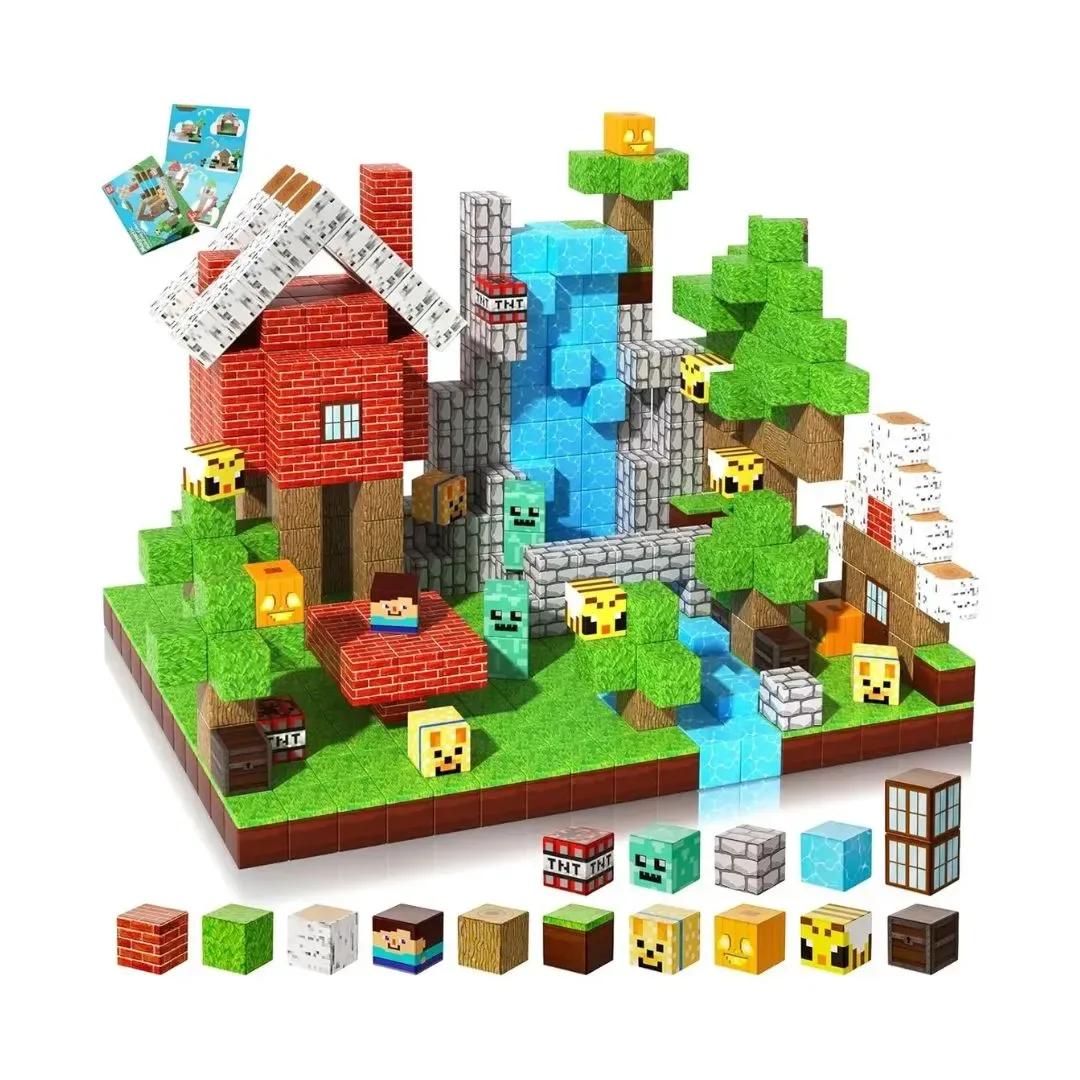 Set de Bloques Magnéticos 150 Piezas Estilo Minecraft4