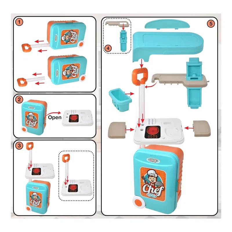 Set de Cocina de Juguete con Luz y Sonido 3 en 15