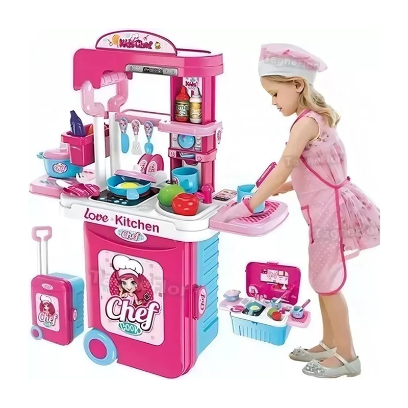 Set de Cocina de Juguete con Luz y Sonido 3 en 1 Rosada6