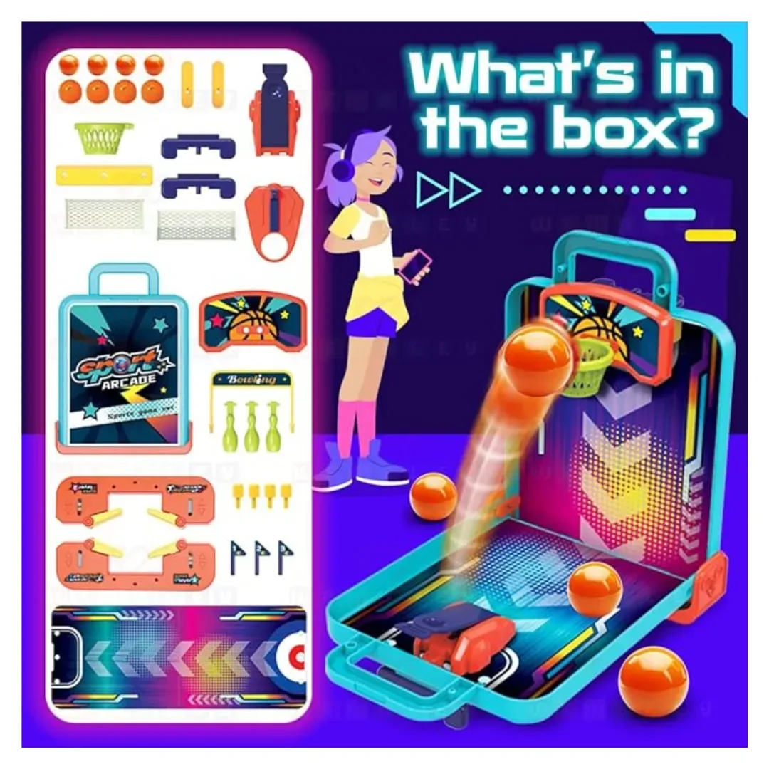 Juego De Mesa 3 en 1 Basket,Bowling Y Fulbito2