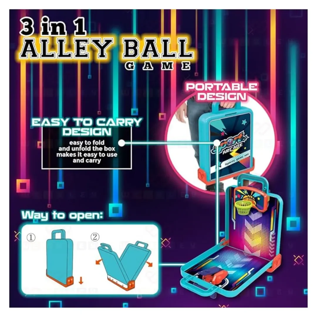 Juego De Mesa 3 en 1 Basket,Bowling Y Fulbito3