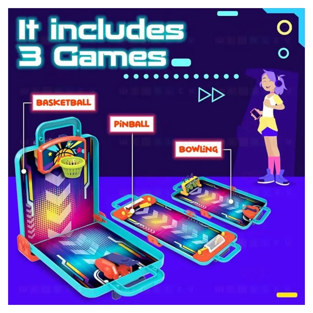 Juego De Mesa 3 en 1 Basket,Bowling Y Fulbito4