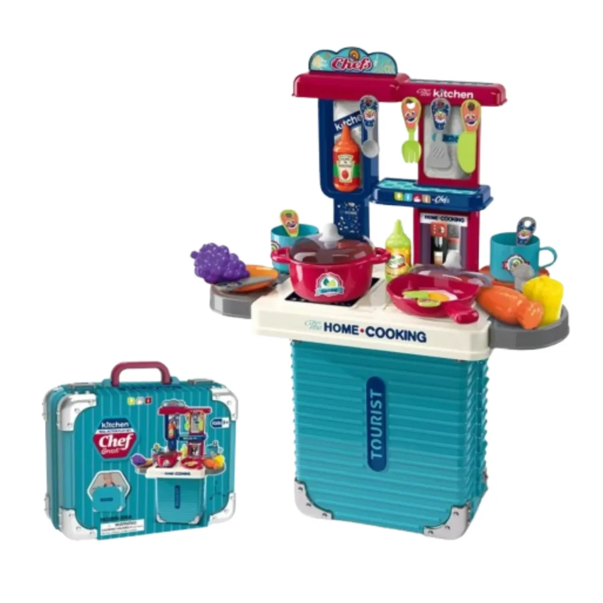 Set Cocina de Juguete Tipo Maleta 3 en 14