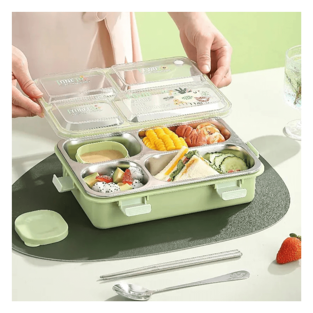 Lonchera de plastico y acero con compartimiento con capacidad de 1100 ML2