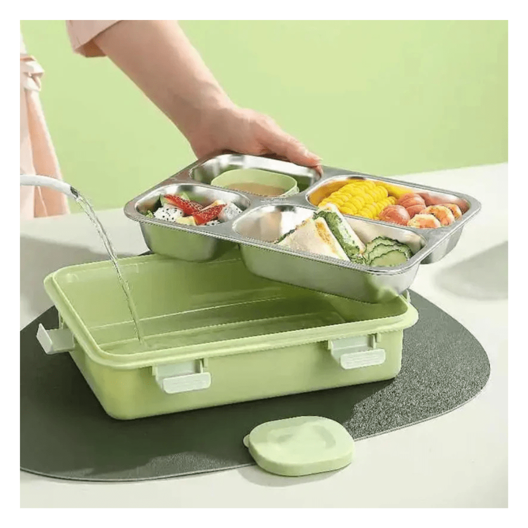 Lonchera de plastico y acero con compartimiento con capacidad de 1100 ML3