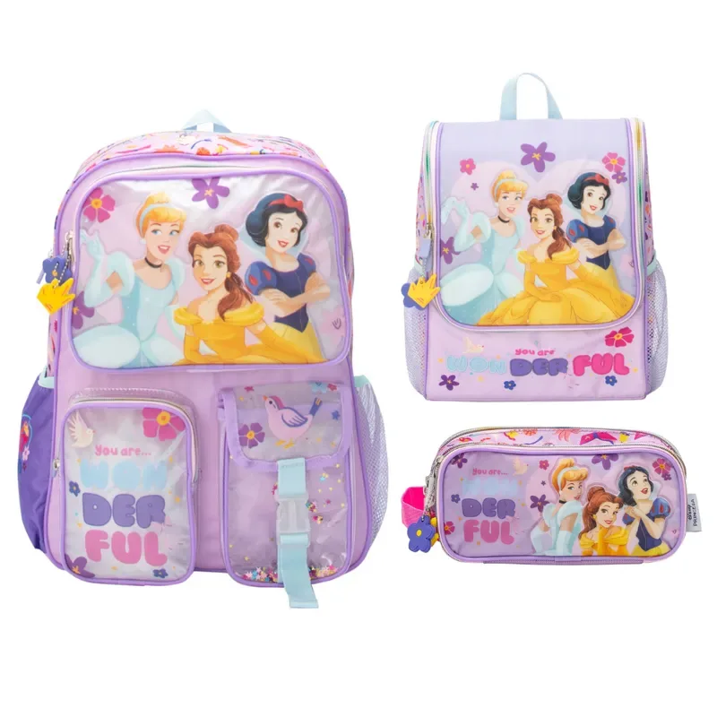 Set Escolar Mochila Lonchera Cartuchera Princesas