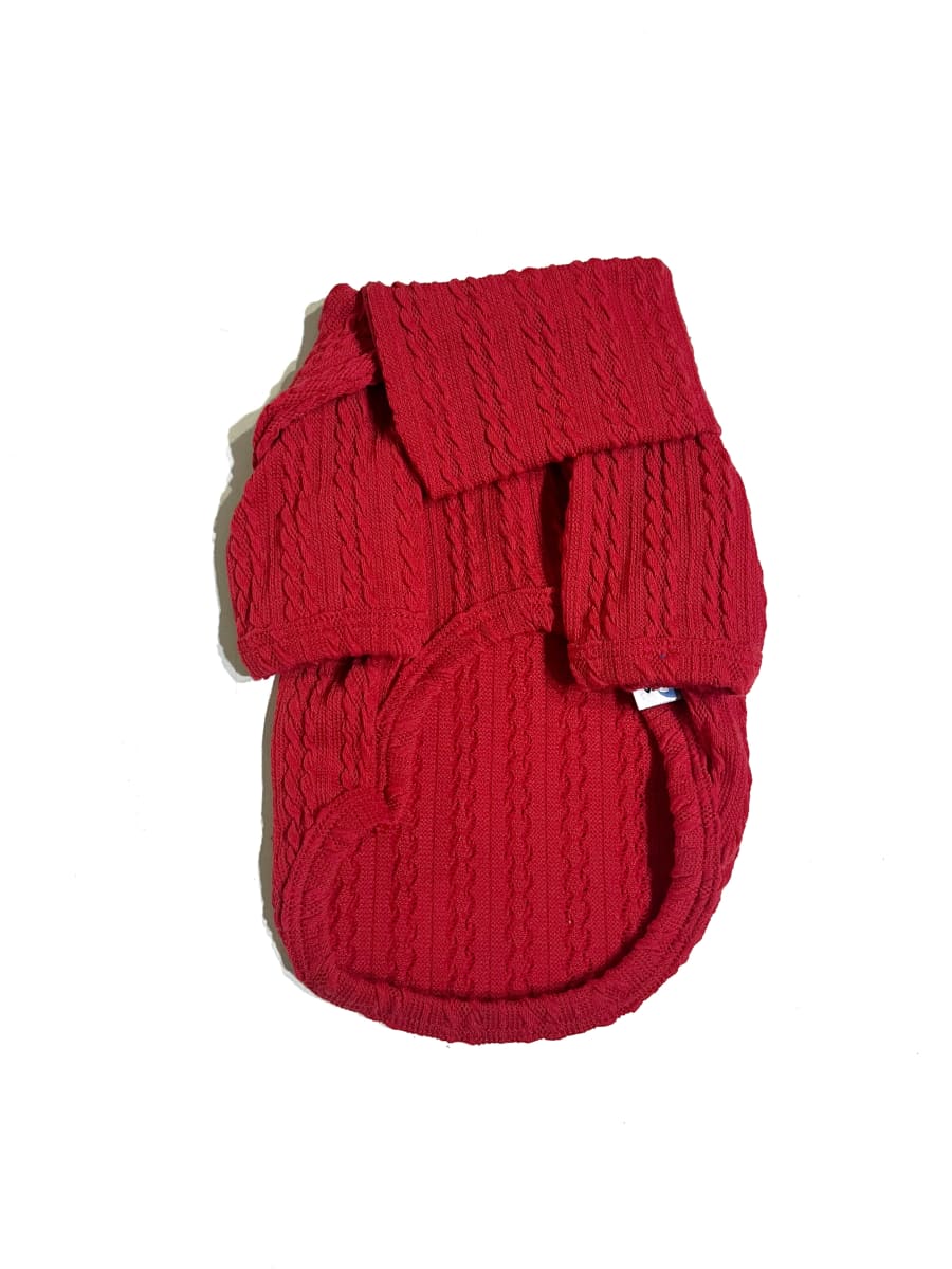 Sweater London Rojo— Tejido Trenzado1